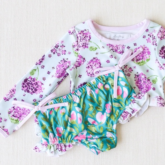Sweet Honey Swim for Girls 2 Piece Rash Guard Bedhead Print Micah 2T - Picture 5 of 5